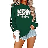 Christmas Sweaters for Women Merry Christmas Sweatshirt Crewneck Long Sleeve Xmas Tree Graphic Pullover Tops