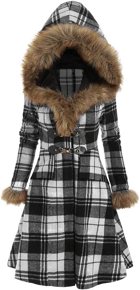 FNKDOR New Ladies Womens Warm Thick Quilted Padded Puffer Bubble Fur Collar Parka Jacket Coat