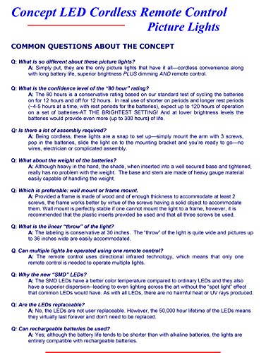 Concept Lighting 201L Cordless Remote Control LED Picture Light Polished Brass, Small