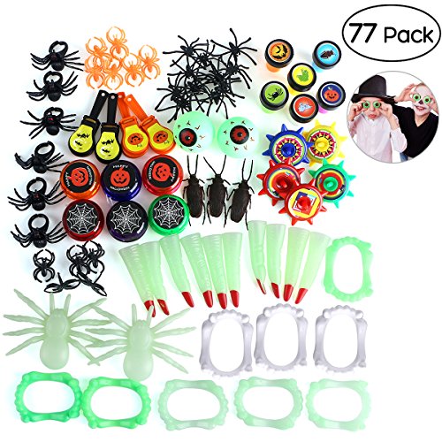 Unomor Halloween Novelties Toys Assortment for Kids, Perfect for Halloween Treats and Prizes, 15 Styles with 77 PCS