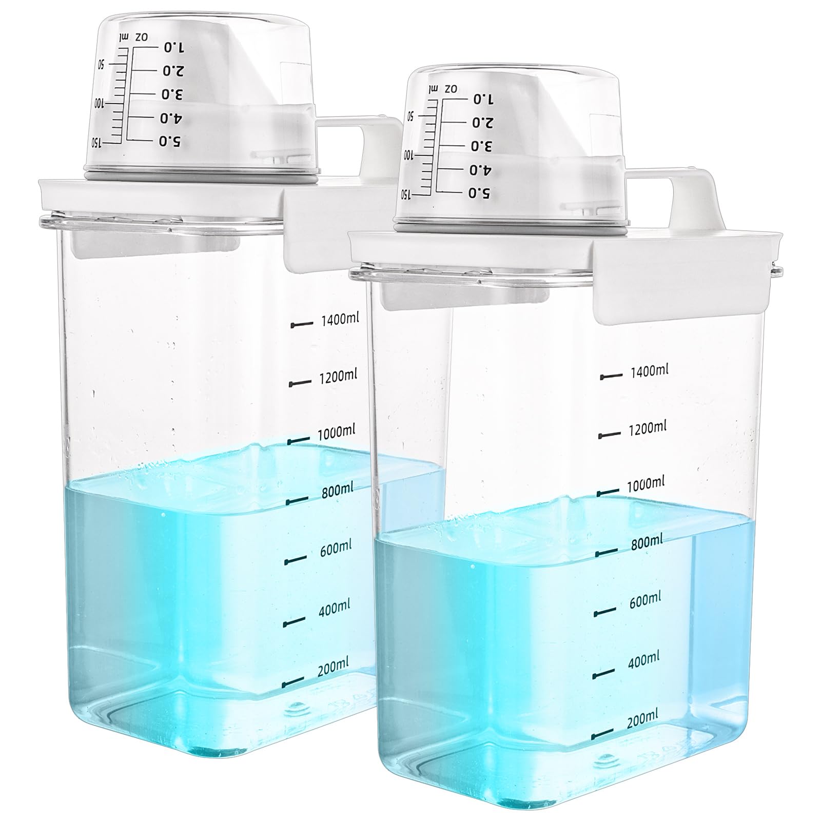 GBACHOOSE 2 Pack Washing Powder Storage, 1800ml Laundry Detergent Dispenser with Measuring Cup, Laundry Room Organization Detergent for Laundry Powder, Rice, Pet Dry Foodder