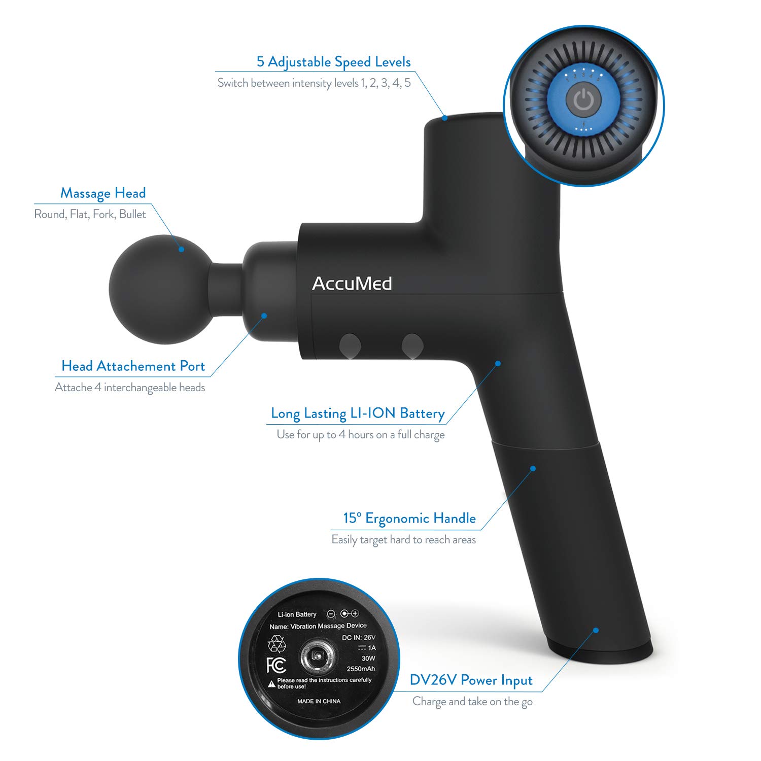 AccuMed Massage Gun Heavy Duty Ultra Quiet and Super Powerful Gun