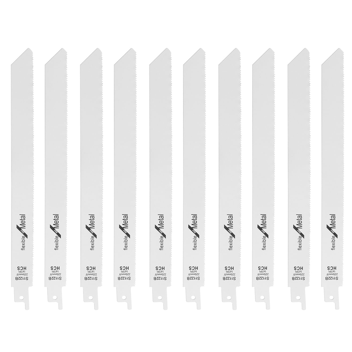 Bestgle 10 Pieces Reciprocating Saw Blade Set, 225mm 14TPI Bi-Metal Cobalt Sabre Saw Blades for Metal Cutting S1122B