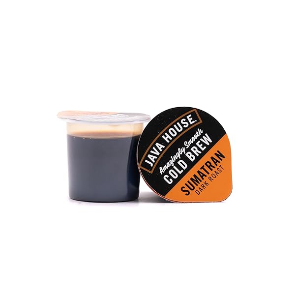 JAVA HOUSE DARK ROAST SUMATRAN COLD BREW PODS, (12 COUNT) PEEL AND POUR PODS HOT OR ICED INSTANT COFFEE CONCENTRATE