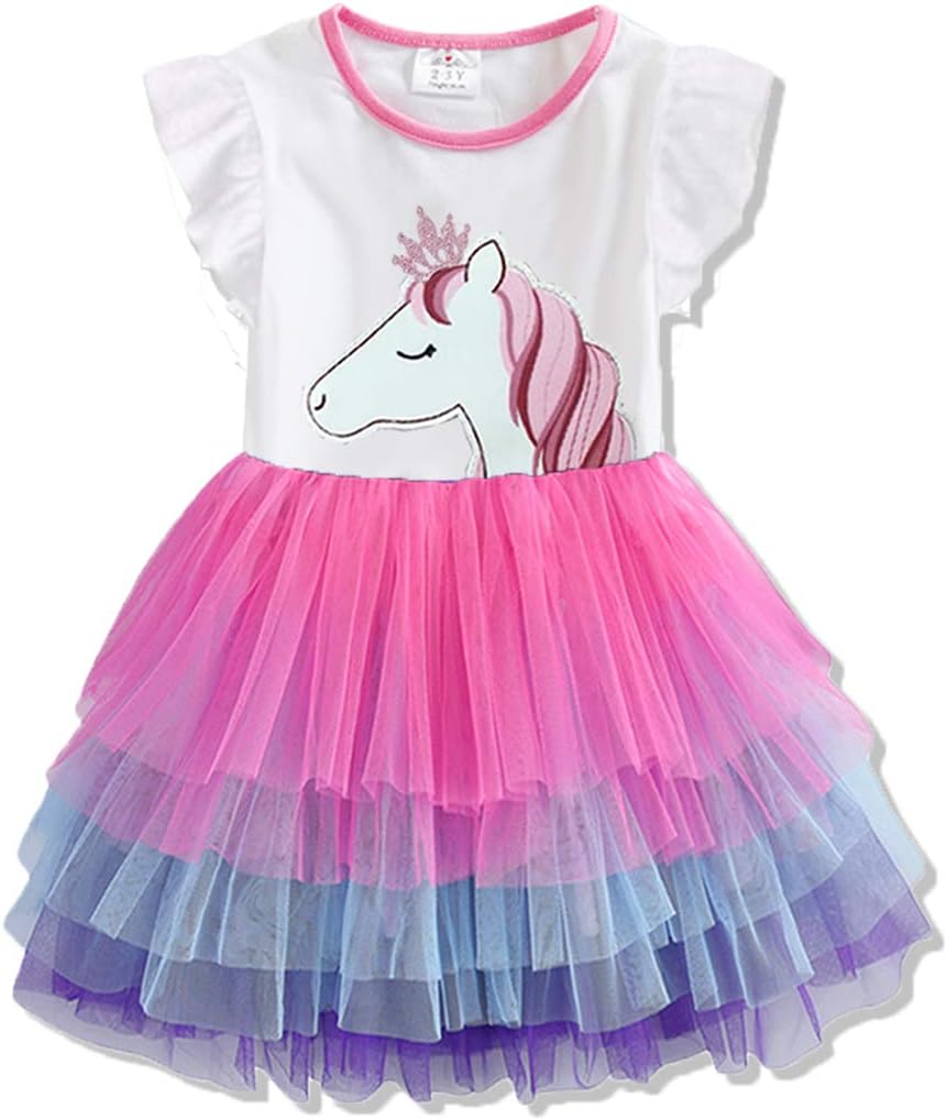 Baby Girl Summer Toddler Short Sleeve Tutu Party Wedding Birthday for 2-8 Years Girls
