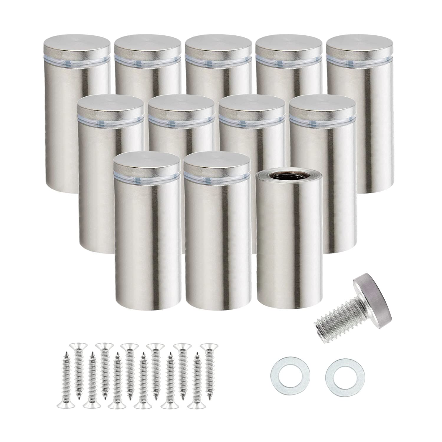 RuoFeng Stainless Steel Wall Mount Glass Standoff Holder Screw Nails Advertising Nails 12 Pcs (19x70mm)