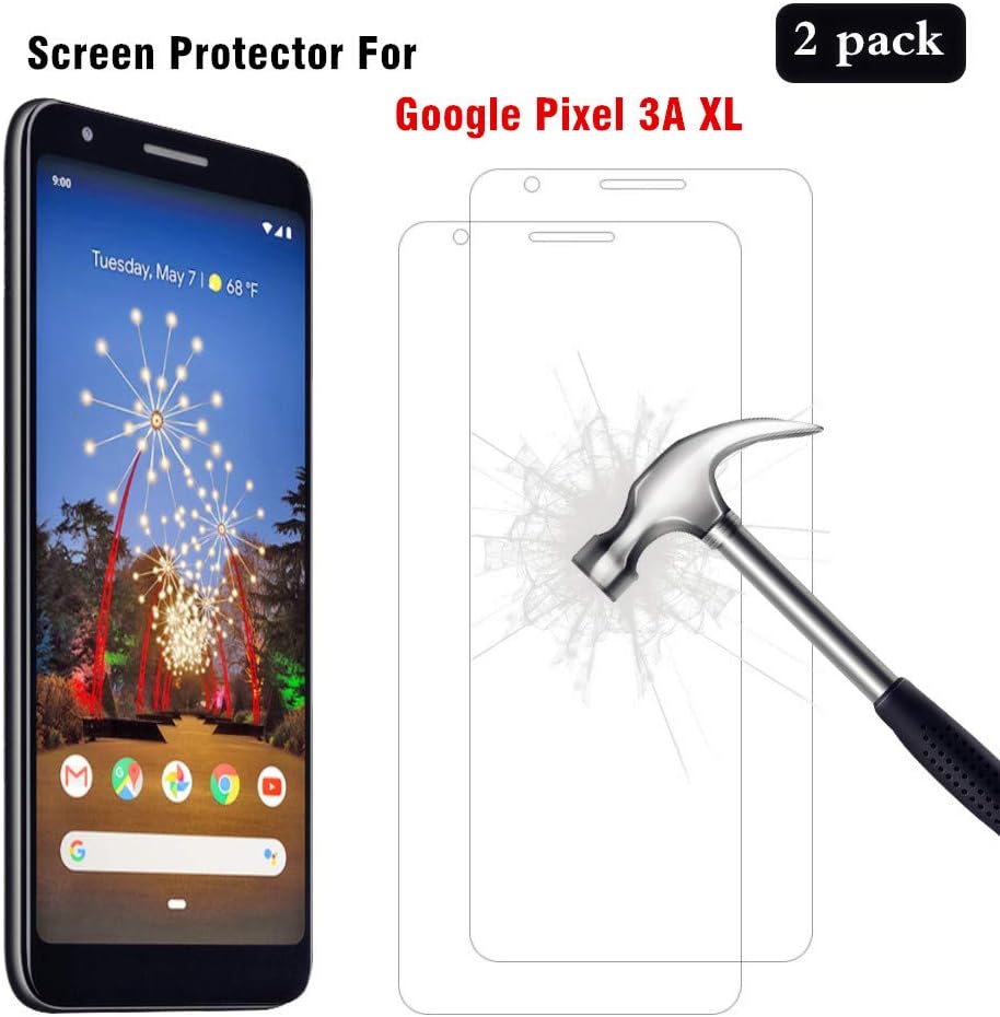 AhaSky 2 Pcs Tempered Glass Compatible with Google Pixel 3A XL Screen Protector, Easy Bubble-Free Installation, 9H Hardness, 99.99% HD Clarity Tempered Glass Protector for Pixel 3A XL