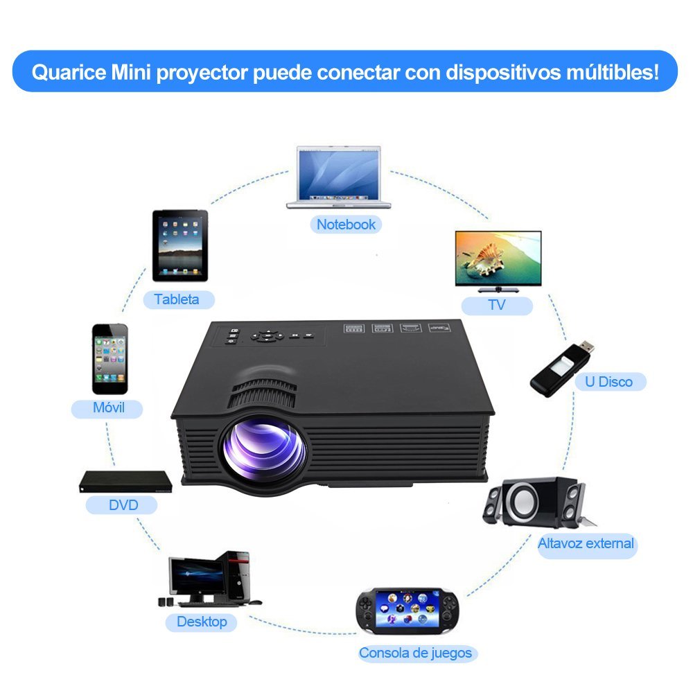 Mini Proyector LED de Quarice UC40+ [HDMI Cable Soporta 1080P ...