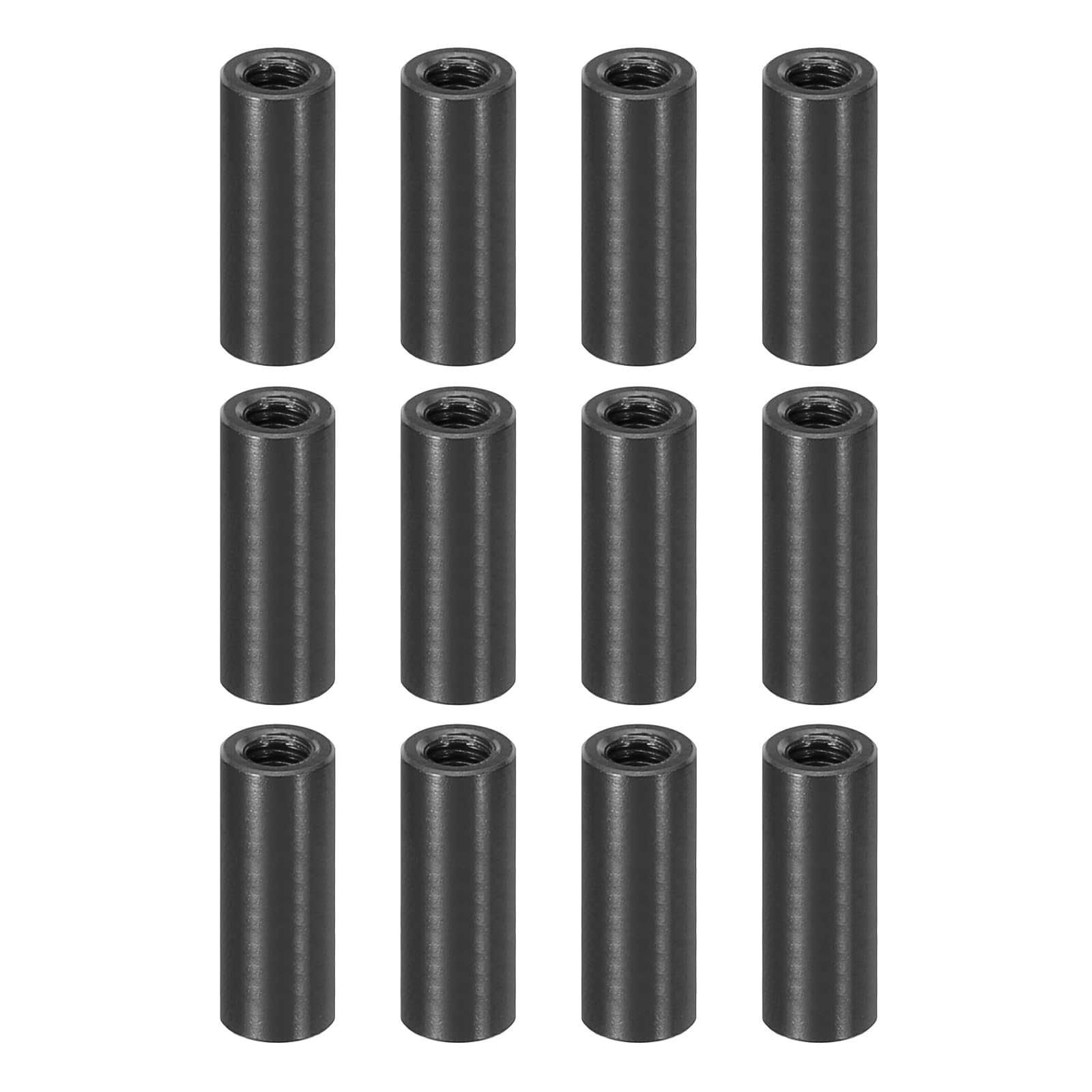 PATIKIL 12pcs M3 Metal Threaded Standoff Spacer Nuts, Round Aluminum Spacers Female Coupling Screws, 1/8" ID x 3/16" OD, Black, (15mm L) — image 1