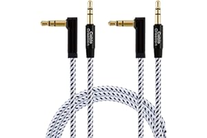 CableCreation [2-Pack] 3 Feet 3.5mm Auxiliary Audio Cable 90 Degree Right Angle for Apple iPhone, iPod, iPad,Smartphones & Ta
