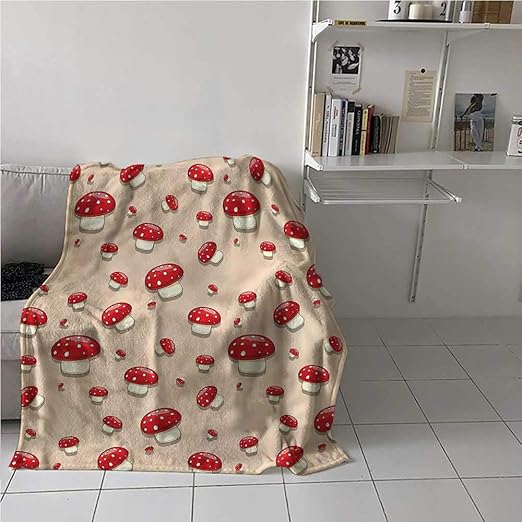 Soft Blanket Mushroom, Cartoon Mushrooms Lightweight Warm Blankets for