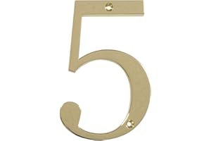 Distinctions by Hillman 843155 4-Inch Flush-Mount Polished Brass House Number 5