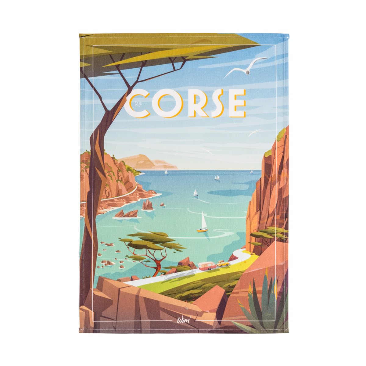 Coucke Printed Cotton Tea Towel, Wim Corsica, 50 x 75 cm