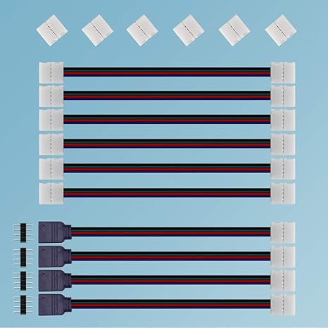 LED Strip Verbinder, (4+6+6 Stück) Für 10mm 4 Polig RGB 5050 LED Stripe Verbinder, LED Streifen Flexibel Verbindungskabel, St