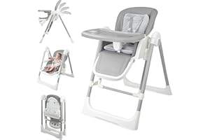 OUTLITT High Chairs for Babies and Toddlers Convert to Baby Swings Foldable High Chair Adjustable Convertible with Reclining Seat & Leg Rest, 3-in-1 with Tool-Free Assembly (Grey)