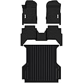 Tesson Floor Mats & Cargo Mat for Ford Ranger SuperCrew Cab 2024-2026(5ft Short Bed Bedmat),All Weather Protection Accessories Custom Full Set Liners Include 1st & 2nd Row