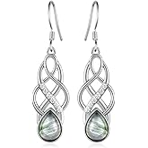 Celtic Earrings for Women 925 Sterling Silver Celtic Knot Moss Agate Earrings Celtic Jewelry Gifts for Women
