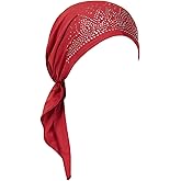 ORKSEA Chemo Headwear for Women Rhinestone Pre-Tied Head Scarf Headwraps Soft Turbans Cancer Hats Beanie Coverings Scarves