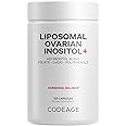 Codeage Liposomal Ovarian Inositol+ Supplement - Myo-Inositol & D-Chiro-Inositol 40:1 Blend, Folate 5-MTHF, CoQ10, Pomegranate & Wild Blueberry, Liposomal Delivery, Non-GMO, Gluten-Free - 120 Capsules