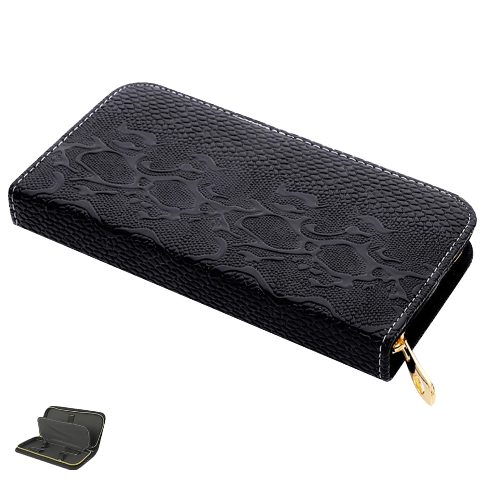 Zerodeko Hairdresser Scissor Holder Bag, PU Leather Salon Scissor Organizer Bag with Zipper for Hairdresser Stylist Tool Bag Leather Holder Bag, Black