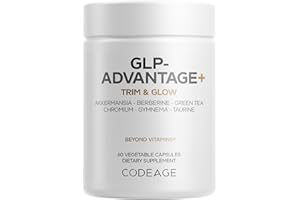 Codeage GLP-Advantage+ Supplement - Metabolic & GLP-1 Activity Support - Chromium, Berberine, Green Tea, Gymnema, Curcumin, Taurine, Resveratrol - Weight Management & Gut Health, Non-GMO - 60 Capsules