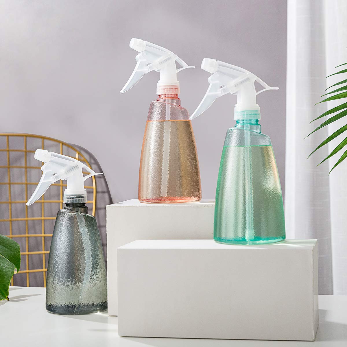 Empty Plastic Spray Bottles(3 pack)–17oz Spray Bottle, Squirt Bottle, Plastic Spray Bottles for Cleaning Solutions, Hair, Essential Oil, Plants, Refillable Sprayer with Mist and Stream Mode : Beauty