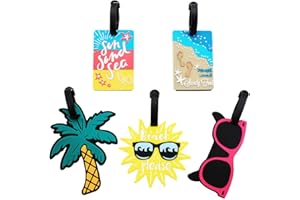 Mziart Cute Luggage Tags for Women Men, Summer Beach Bag Tags Unique Travel Baggage Tags Suitcase Identifier Labels, Set of 5