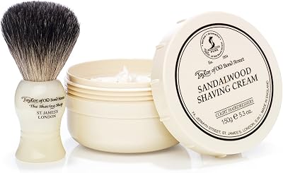 Taylor of Old Bond Street Pure Badger Brush Sandalwood Cream Shaving Gift Set
