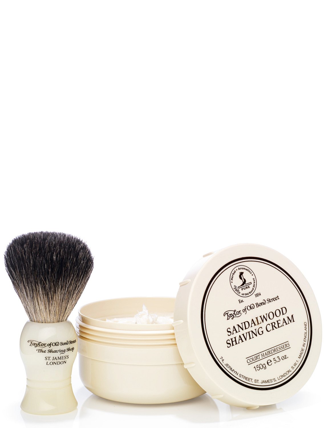Taylor of Old Bond Street Pure Badger Brush and Sandalwood Bowl Gift Box Set