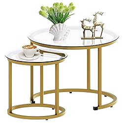 aboxoo Gold Nesting Coffee Table Set of 2, Small