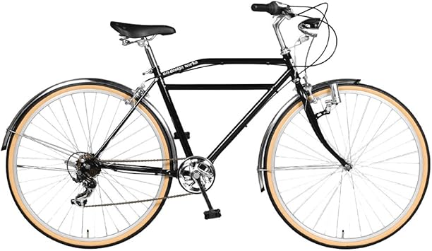Amazon カンタン組立 A N Design Works エーエヌデザインワークス Cl277 ブラック 27インチ シティサイクル シティコミューター クロスバイク レトロ ママチャリ フェンダー 砲弾型ライト 7段変速 自転車 A N Design Works クロスバイク