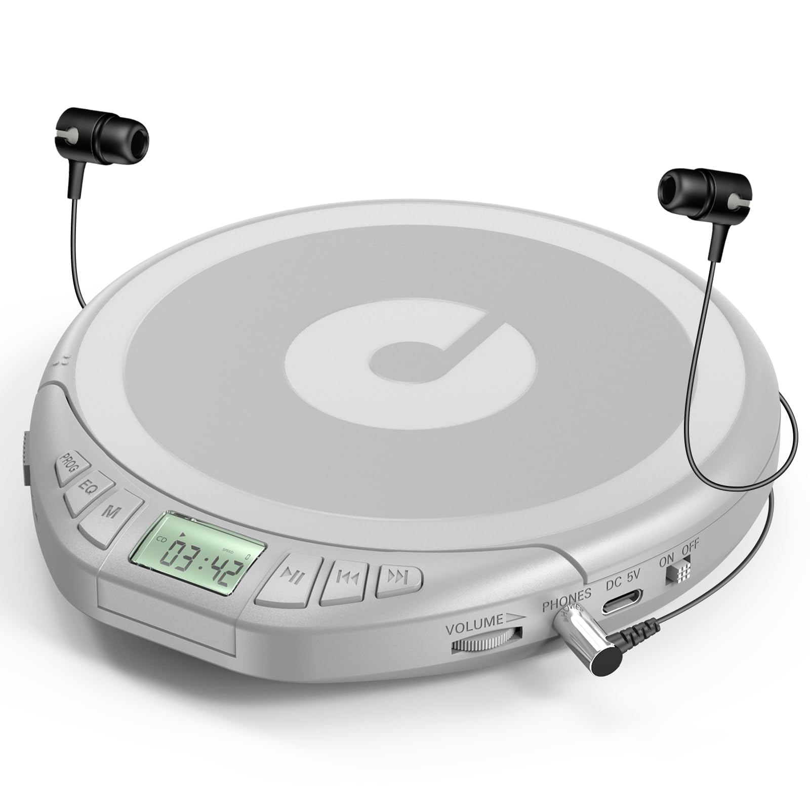 Photo 1 of Gueray CD Player Portable for Car : with Earphones Portable CD Player for Car with Anti-Skip Shockproof Personal CD Player with LCD Display Support PROG Memory Function Repeat Playback Sound