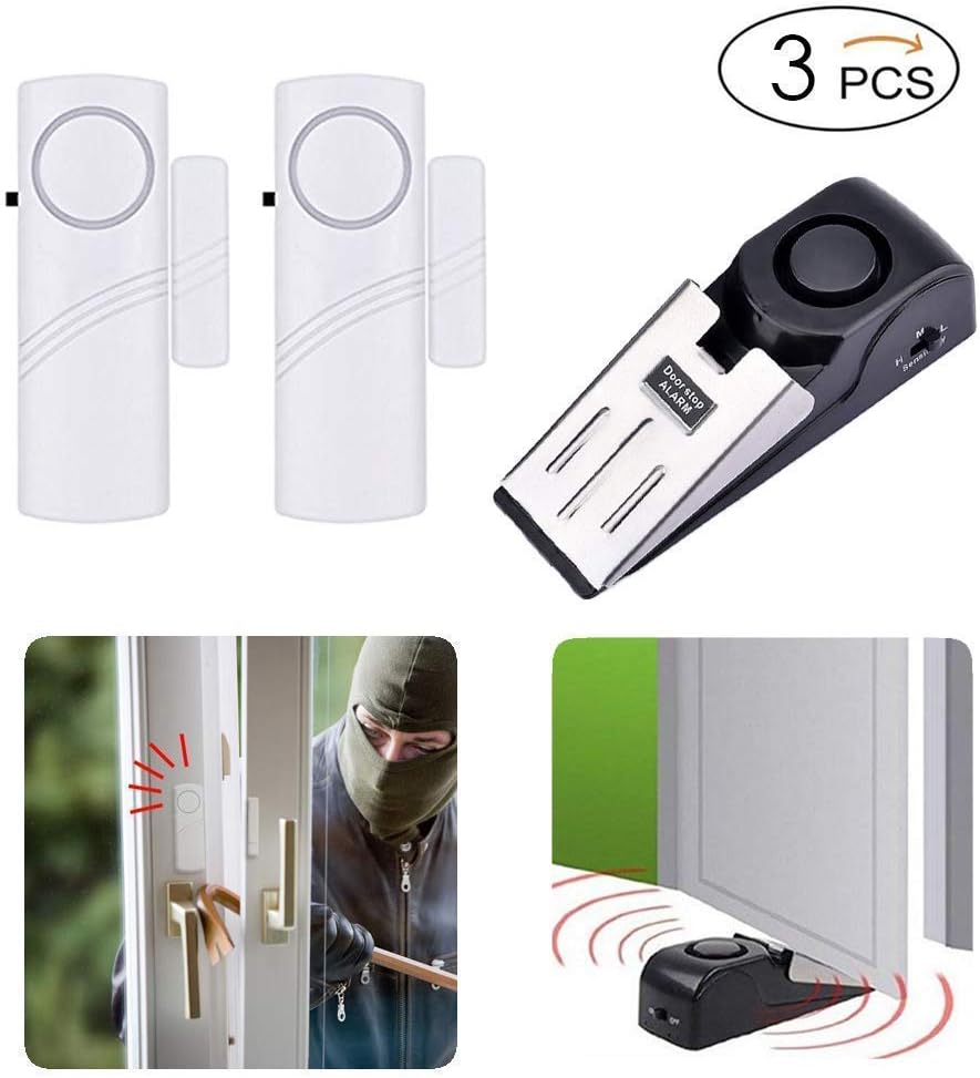 Wireless Door Security Alarm System & Stopper | 120DB Siren Home Door Stop Alarm Blocking System DIY Home Guardian Protection Safety Kit for Travel Hotel Cars Garage Sheds Apartment Dorm RV Office (3)