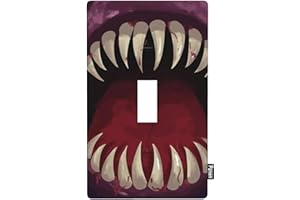 Pznen Big Monster Teeth 1-Gang Toggle Switch Plate Monster's Big Mouth Bloody Tongue Funny Novelty Light Switch Cover for Boys Bedroom Bathroom Switch Plate Covers