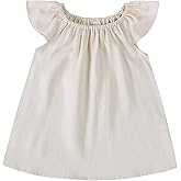 oweve Kids Baby Girl Linen Dress Sleeveless Casual Dress Solid Toddler Beach Sundress for Spring Summer