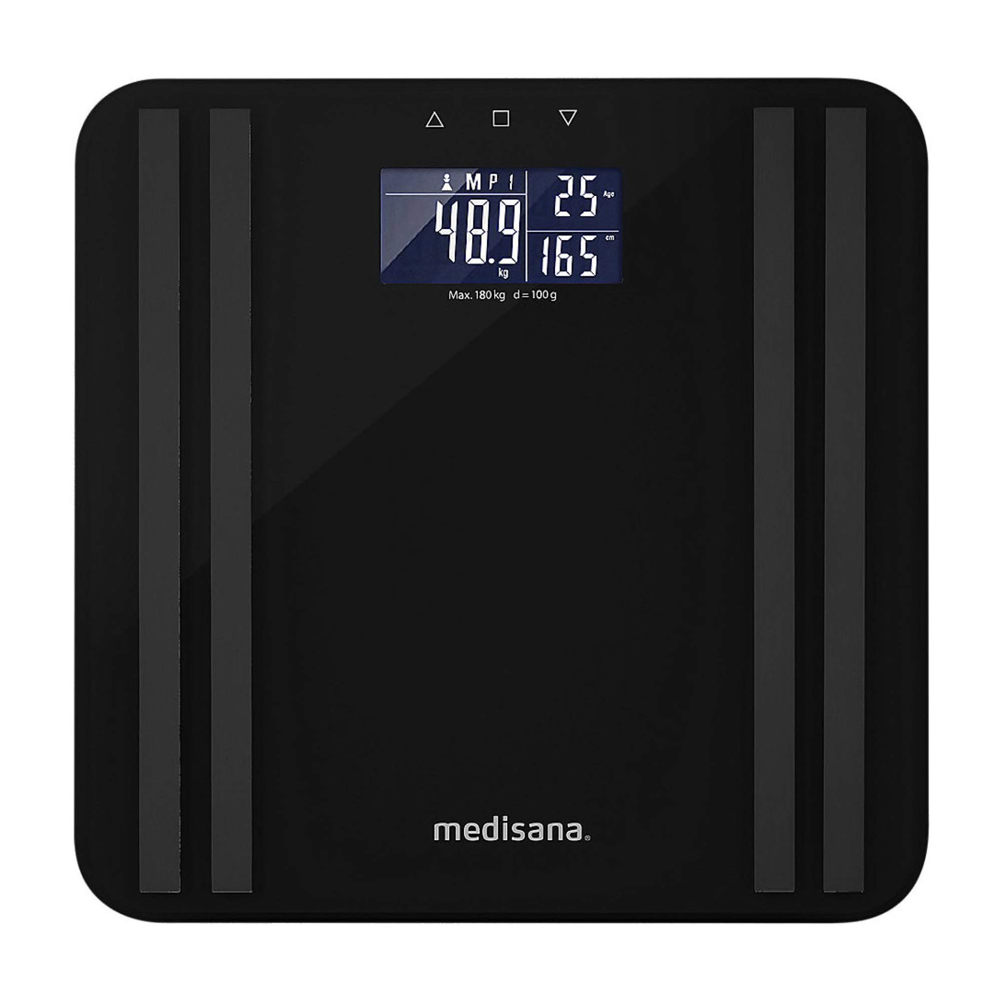 medisana BS 465 Body Analysis Scale up to 180 kg / 396 lbs Personal Scale for Measuring Body Fat, Body Water, Muscle Mass and Bone Weight, Body Fat Scale Light Indicator, 40484
