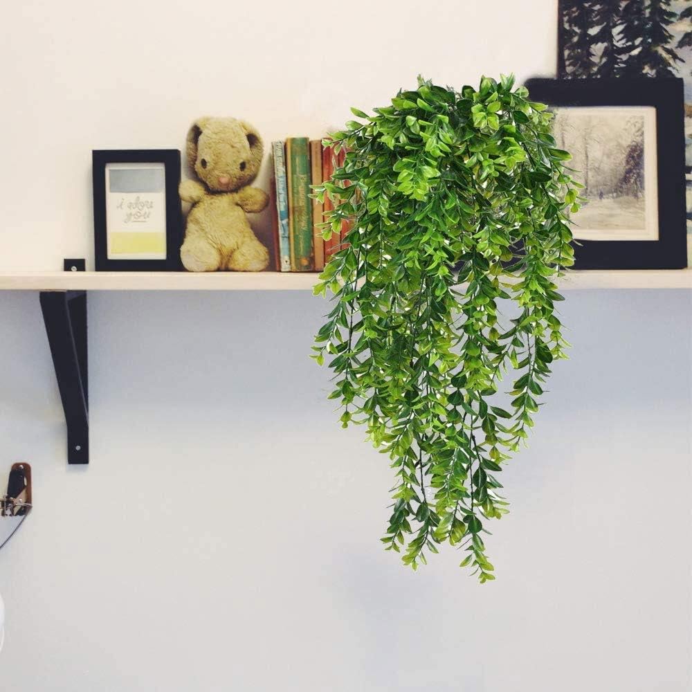 MIHOUNION 2pcs Artificial Trailing Plants Fake Hanging Plants Plastic Faux Foliage Greenery House Plant for Indoor Outside Home Bedroom Garden Wedding Hanging Pot Basket Decor - Image 3