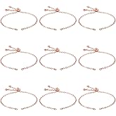 Pandahall 10Pcs Adjustable Slider Chain Bracelet with Rhinestones Ends Rose Gold Link Chain Bracelets Slider Extender Chains Adjustable Bracelet for Charm Bracelet Jewelry Making