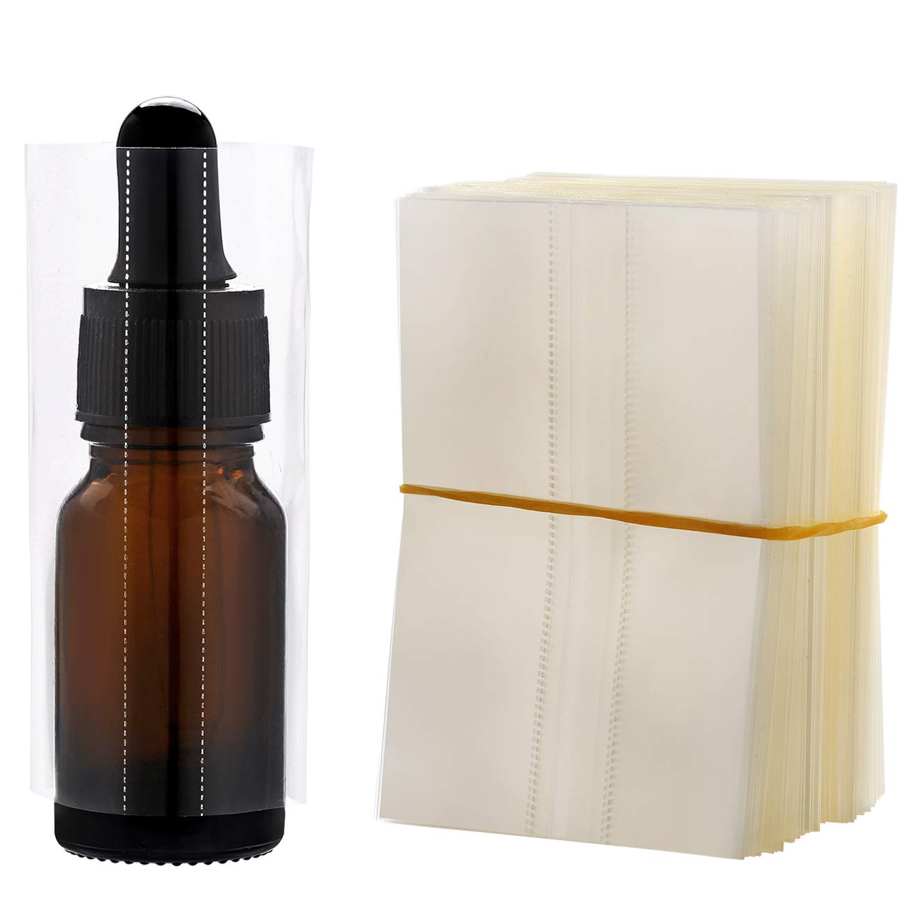 SZCJMYKJ 200 Pcs Heat Shrink Wrap Film for Glass Bottles, Clear Shrink Wrap/Shrink Wrap Film (for 10ml Glass Bottle)