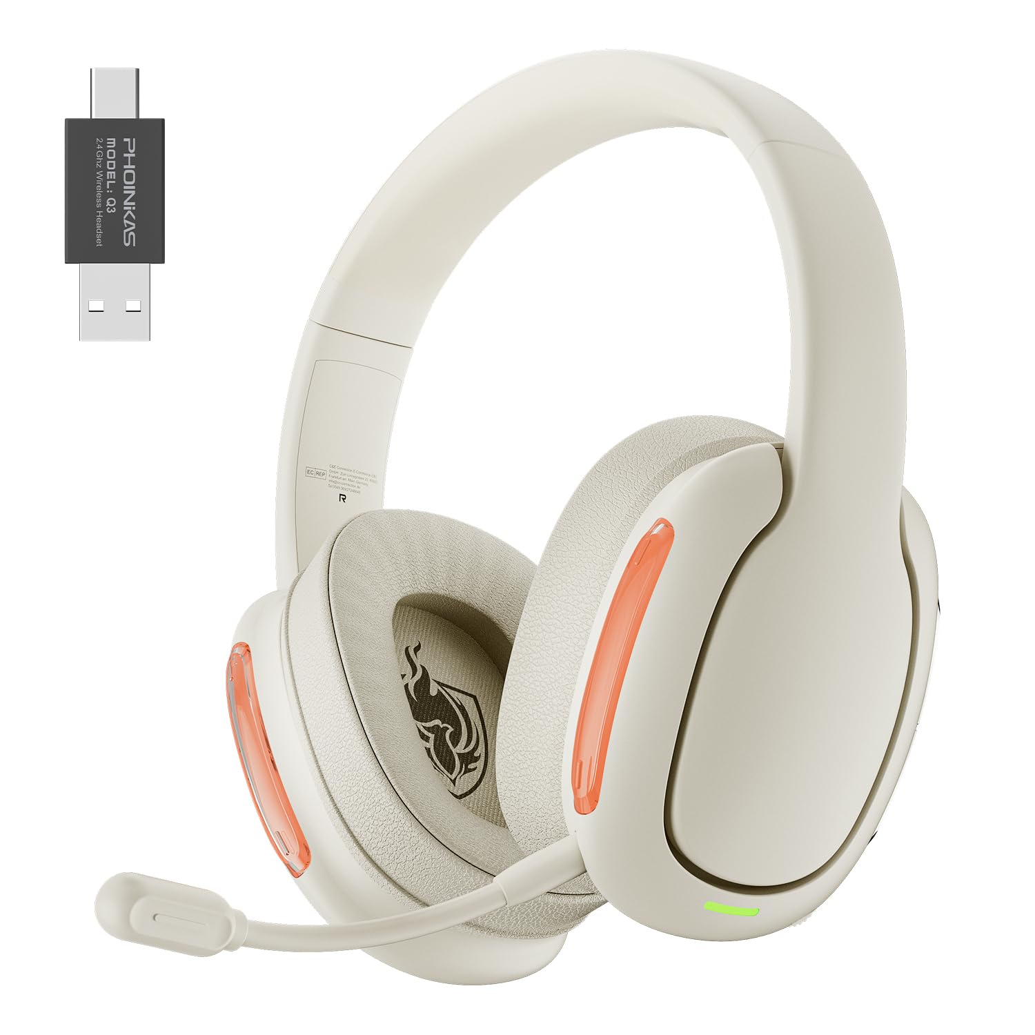 Photo 1 of YOTMS Wireless Gaming Headset for PS5, PC, PS4, 2.4Ghz Gaming Headphones with Mic, 7.1 Stereo Surround Sound, 30H Playtime, Gamer Headset for Switch, Laptop, Mobile, Mac (Beige)