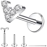 Tuhatuhaok 16G G23 Titanium V Shaped Chevron Tragus Conch Helix Labret Lip Piercing Jewelry, 6mm 8mm 10mm Internally Threaded Flat Back Cartilage Stud Earrings, Hypoallergenic for Women Men Single Piece