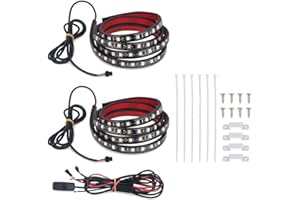 VANJING 2PCS 60” White LED Light Strip Kit for Truck Bed Cargo Boat Pickup RV SUV Waterproof Lighting Tailgate 12v with On-Off Switch
