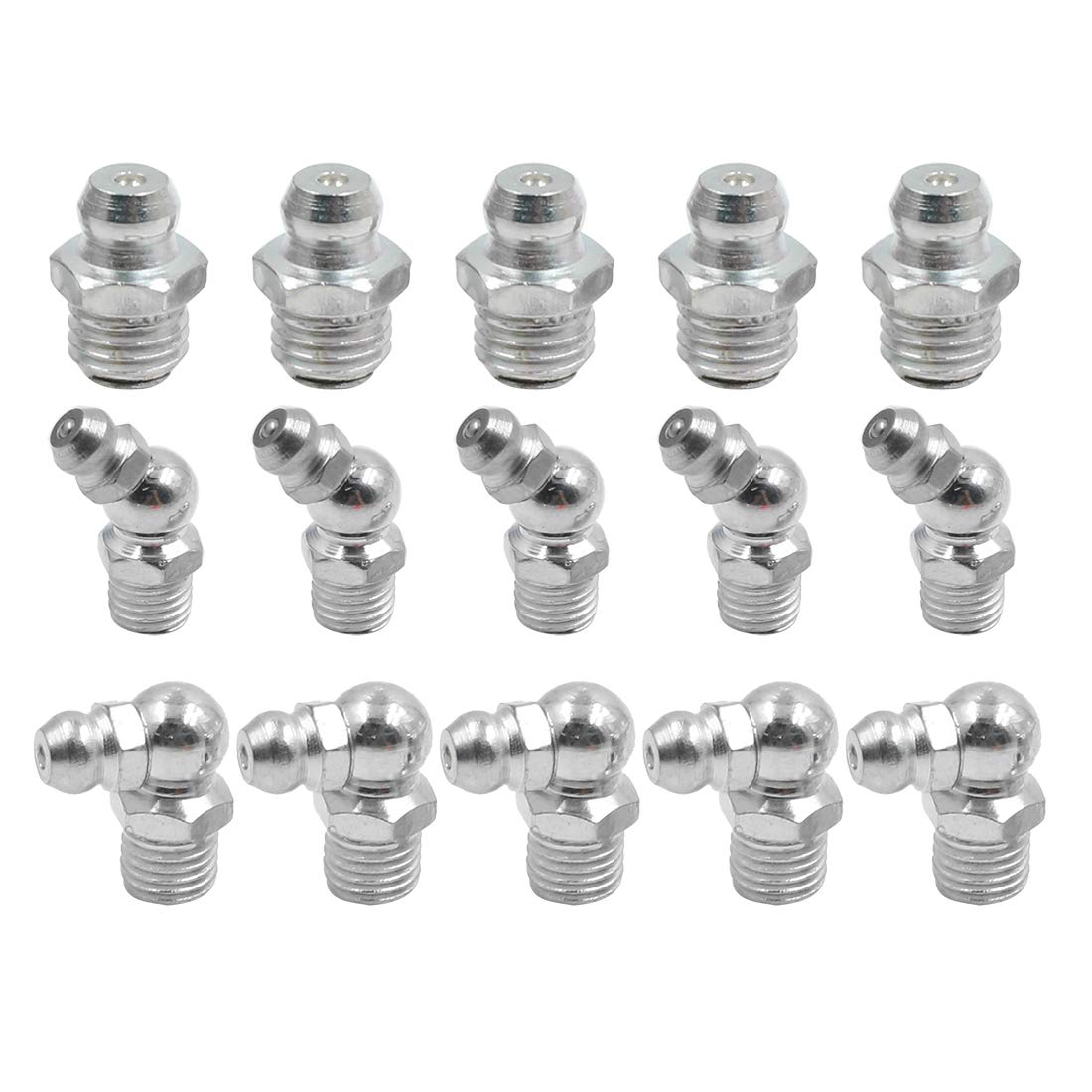 X AUTOHAUX M8 Thread Straight 45 90 Degree Angle Grease Nipples for Car 5 Set