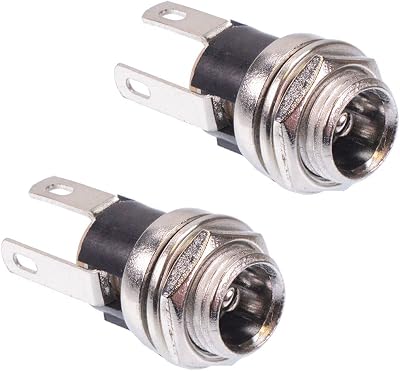 Switch Electronics 2.5x5.5mm Metal Panel Mount DC Power Jack Plug Socket 2 Pack