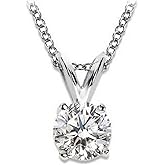 1 Carat 4 Prong Solitaire Basket Diamond Pendant Necklace 14K White Gold (K, I1, 1 ctw)