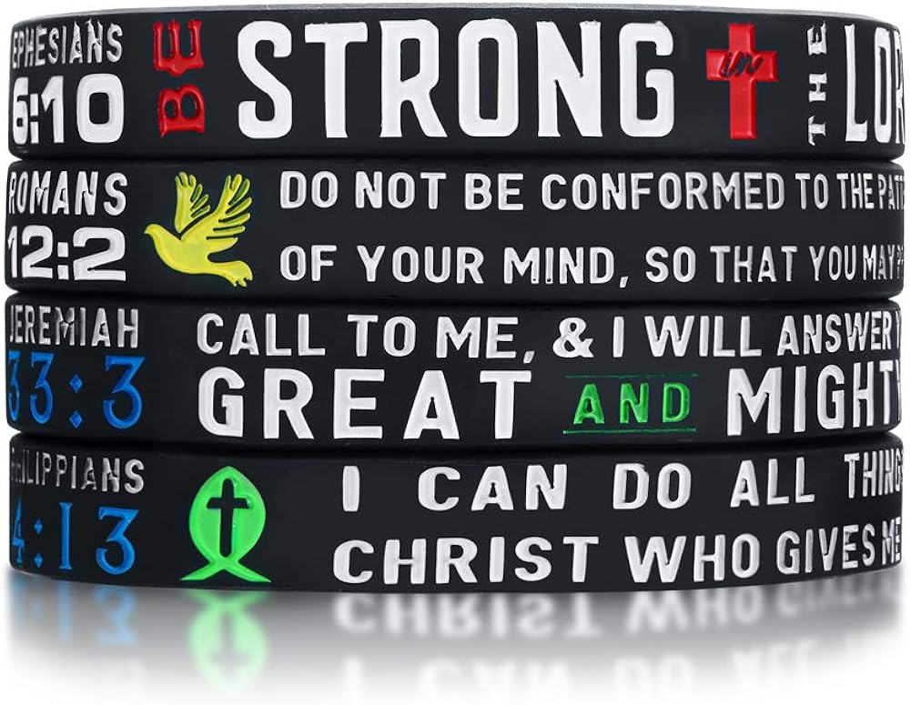 Amazon Vnox ブレスレット メンズ バングル メンズ 腕輪 シリコーンゴム 聖書名言 経文 キリスト教 宗教 英語印字 ハワイアン アクセサリー セット ブラック ブレスレット 通販