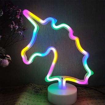 colorful magical unicorn led neon sign light unicorn motif night lamp colorful unicorn neon light with base table wall decoration best gift for family