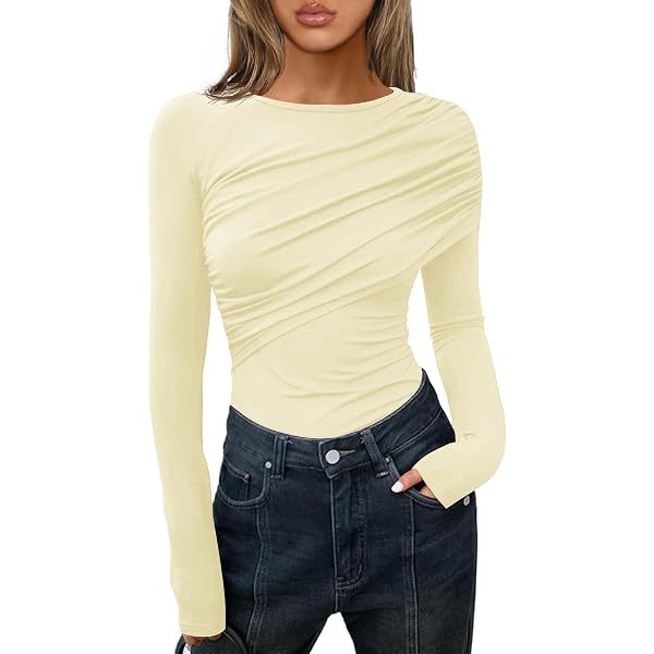 thumbnail image 2 of Womens Cotton Tshirts,Womens Shirts,Womens Long Sleeve Stretch Crewneck... 2 of 13