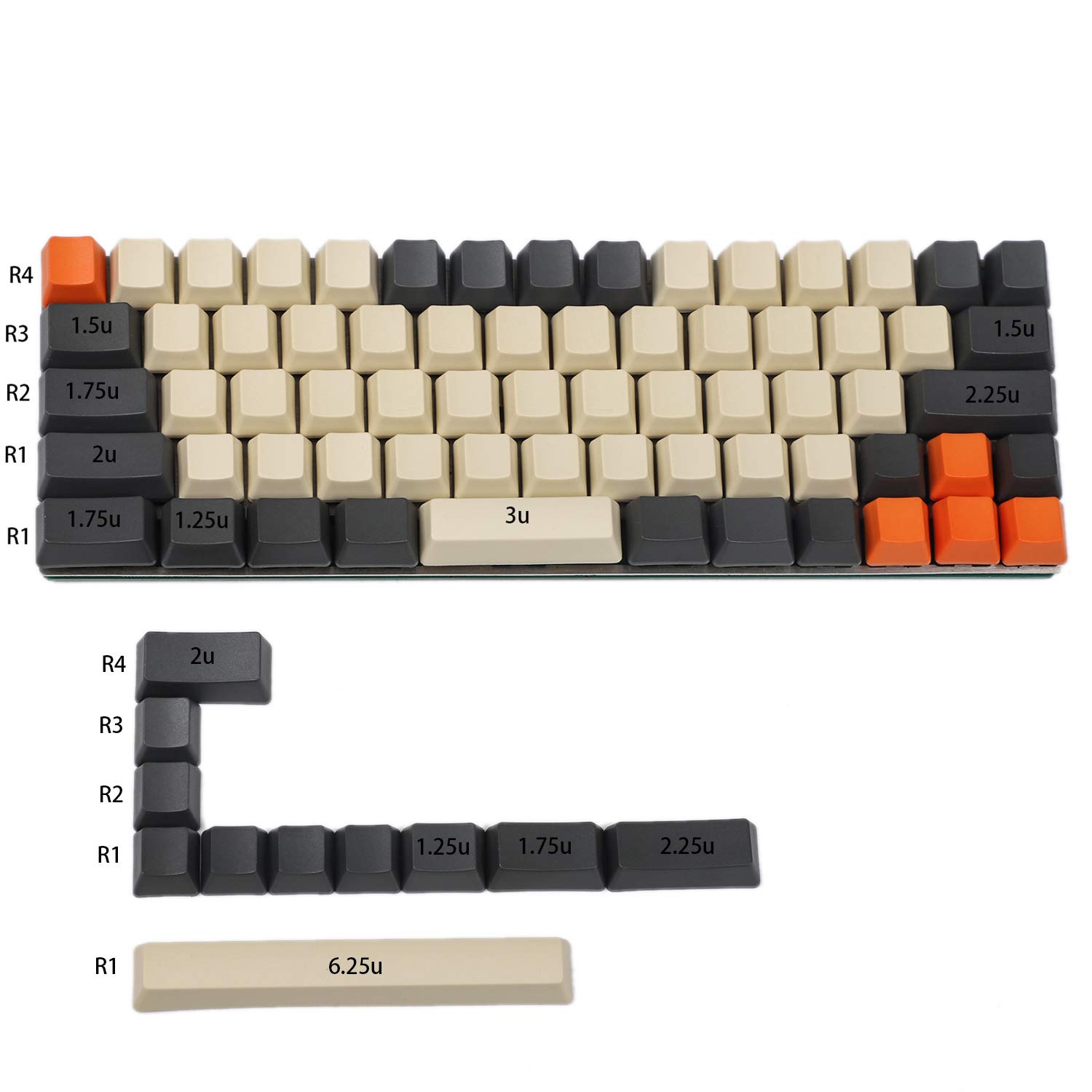 YMDKCarbon Blue White Red Black Minila Keyset Thick PBT OEM Profile Keycaps for Filco Minila YD60M Tada68 GK64 (Carbon Blank) (Only Keycap)