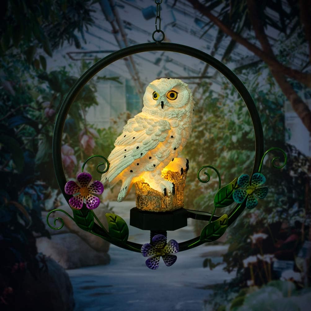 Mobestech Solar Powered Owl Night Light Unique Resin Animal Shape